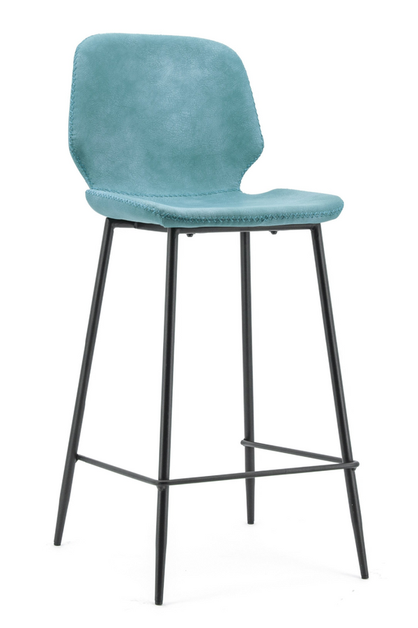 Teal Leather Barstools (2) | By Boo Seashell | DutchFurniture.com
