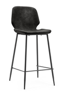 Black Leather Barstools (2) | By-Boo Seashell | DutchFurniture.com