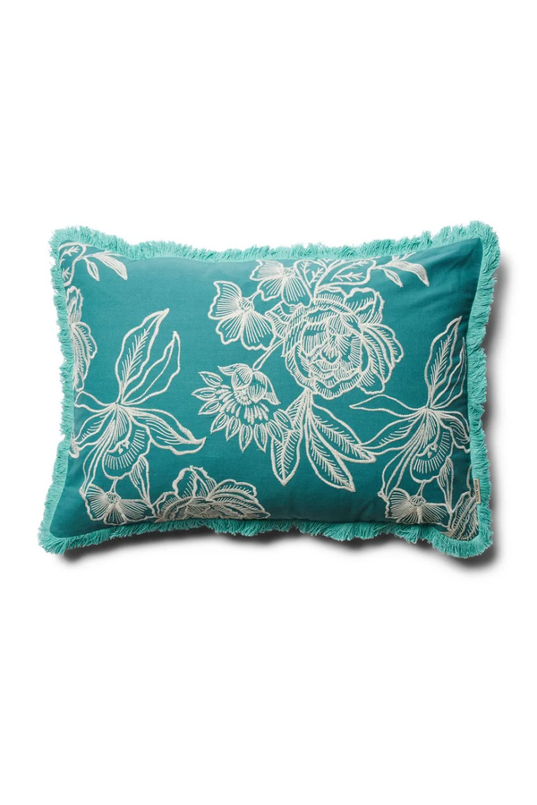 Turquoise Embroidered Cushion Cover | Rivièra Maison Salinas | Dutchfurniture.com