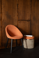 Brown Orange Bouclé Stool | Dutchbone Sen | Dutchfurniture.com