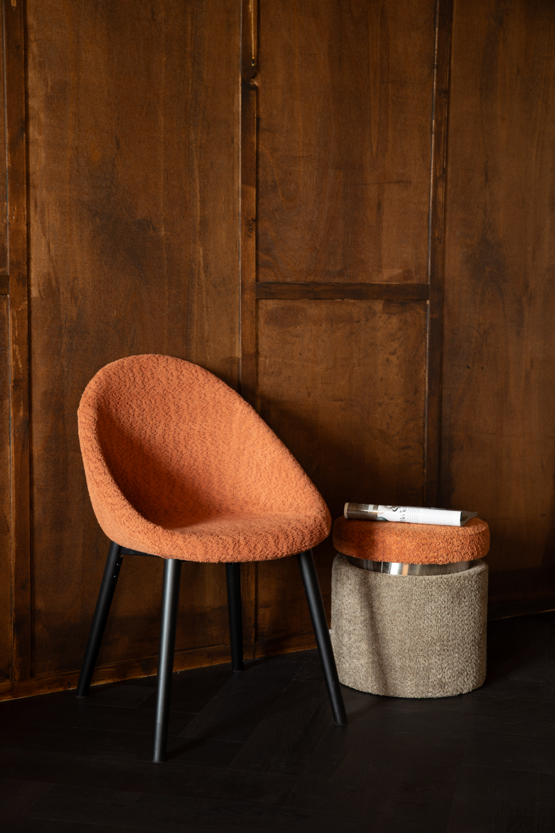 Brown Orange Bouclé Stool | Dutchbone Sen | Dutchfurniture.com