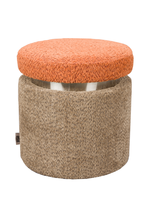 Brown Orange Bouclé Stool | Dutchbone Sen | Dutchfurniture.com