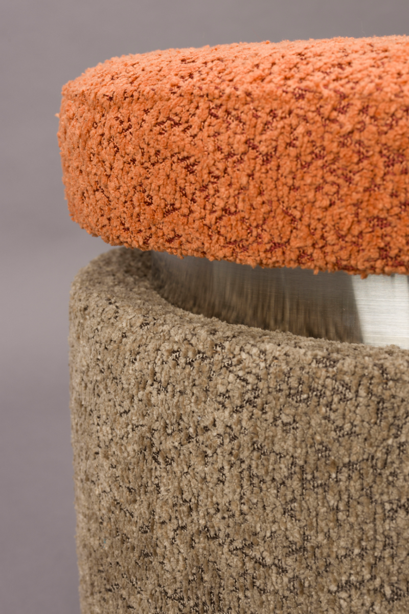 Brown Orange Bouclé Stool | Dutchbone Sen | Dutchfurniture.com