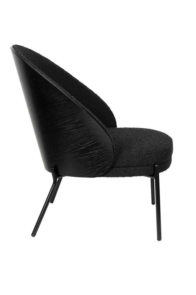 Black Bouclé Curved Lounge Chair | Dutchbone Rodin | Dutchfurniture.com