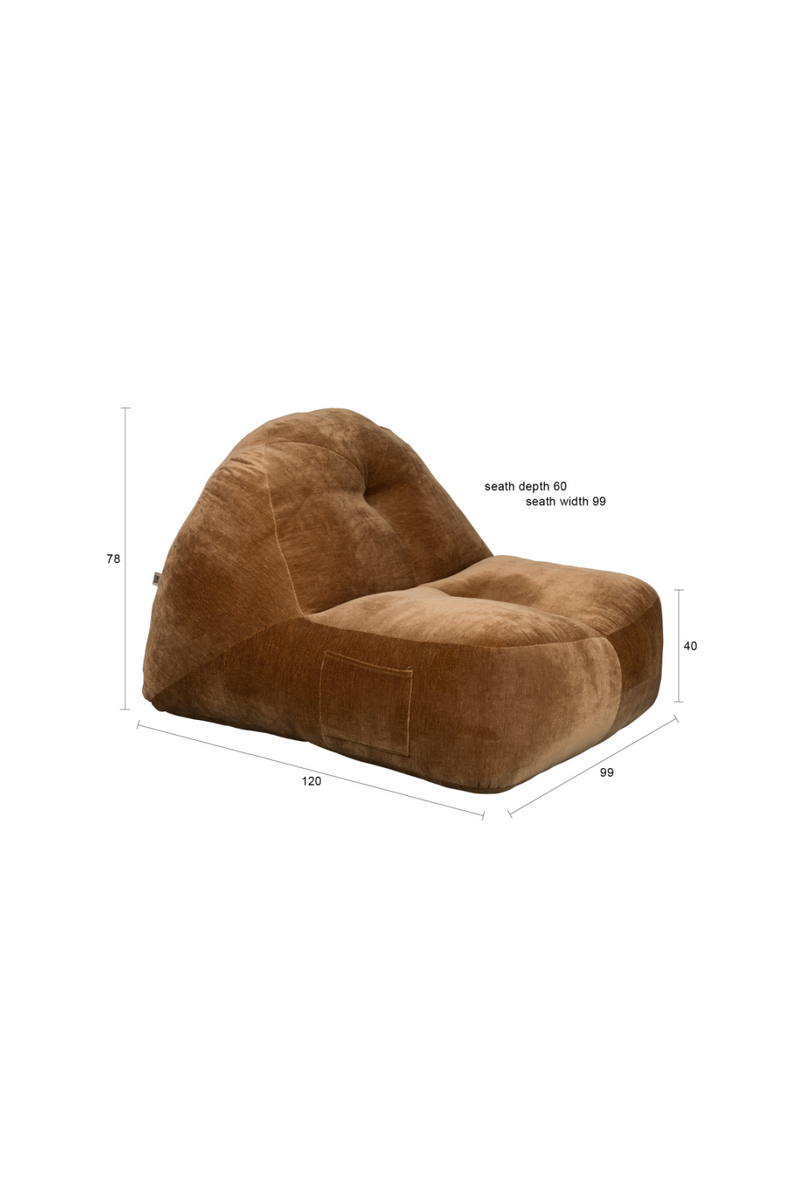 Brown Velvet Lounge Bean Bag | Dutchbone Tombag | Dutchfurniture.com