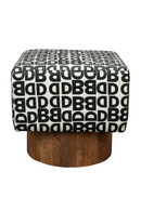 Letter Print Square Stool | Dutchbone Monogram | Dutchfurniture.com