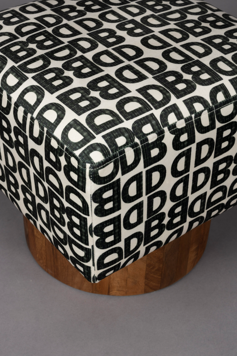 Letter Print Square Stool | Dutchbone Monogram | Dutchfurniture.com