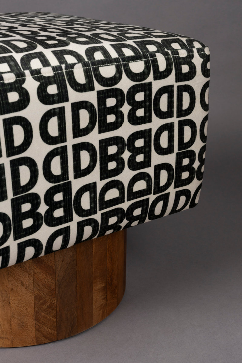 Letter Print Square Stool | Dutchbone Monogram | Dutchfurniture.com