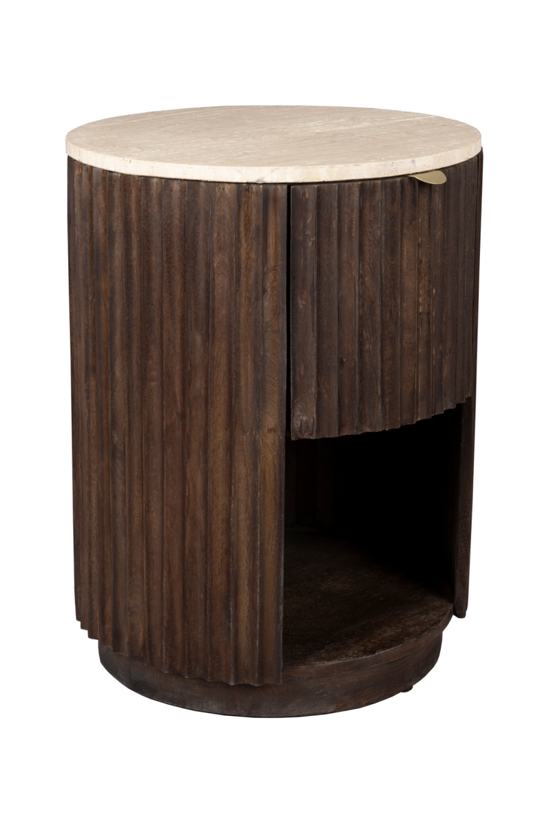 Round Travertin Side Table | Dutchbone Marlow | Dutchfurniture.com