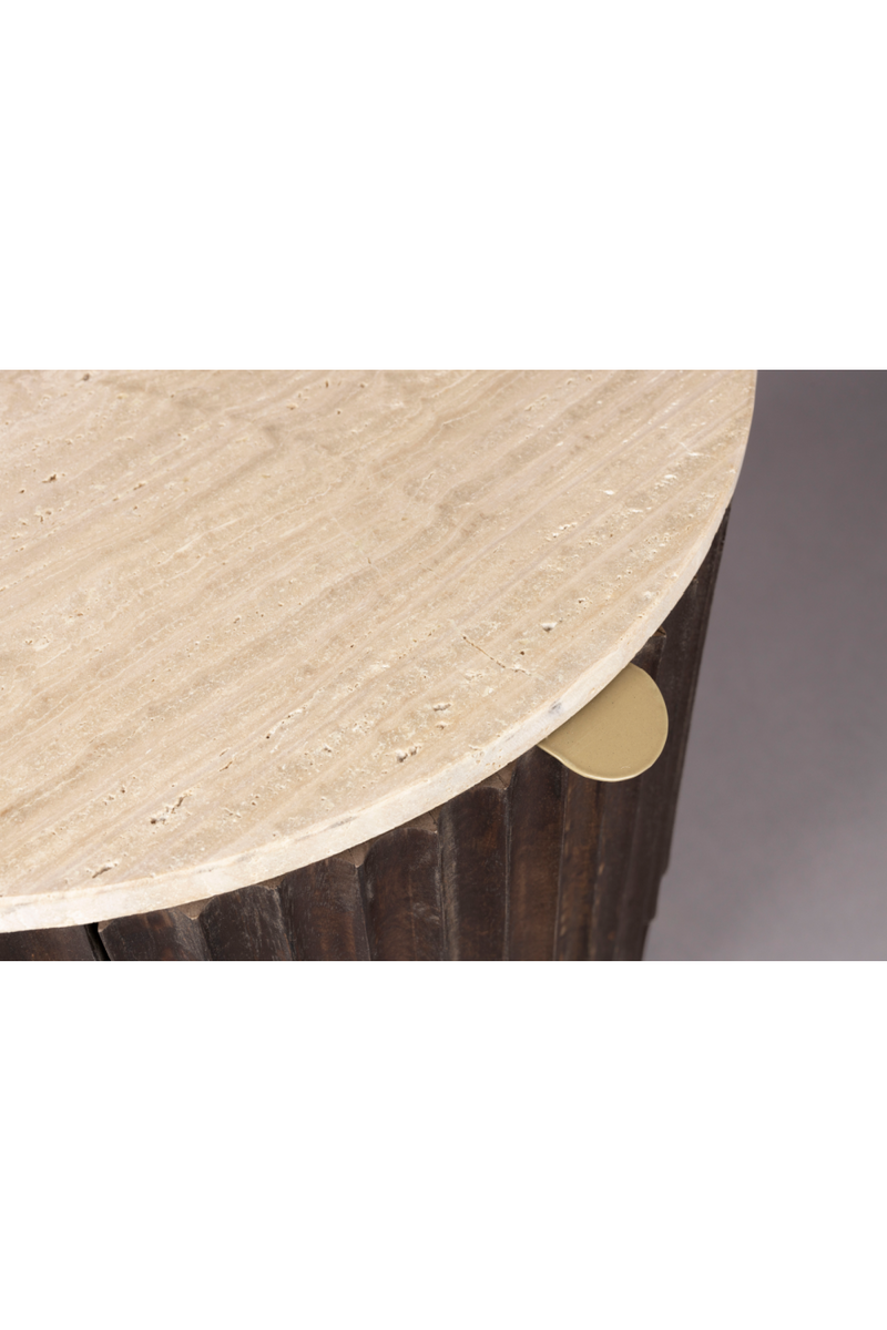 Round Travertin Side Table | Dutchbone Marlow | Dutchfurniture.com