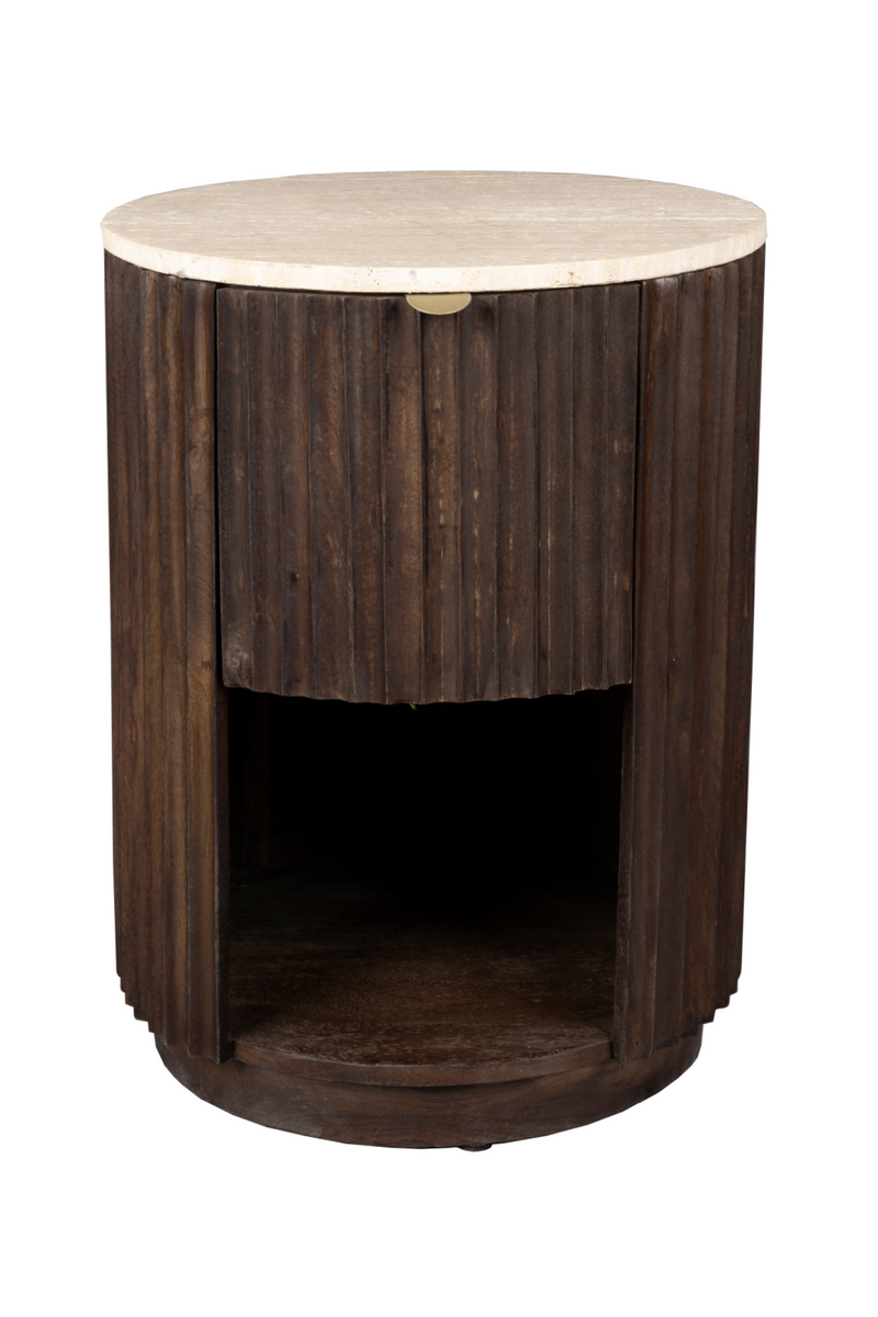 Round Travertin Side Table | Dutchbone Marlow | Dutchfurniture.com