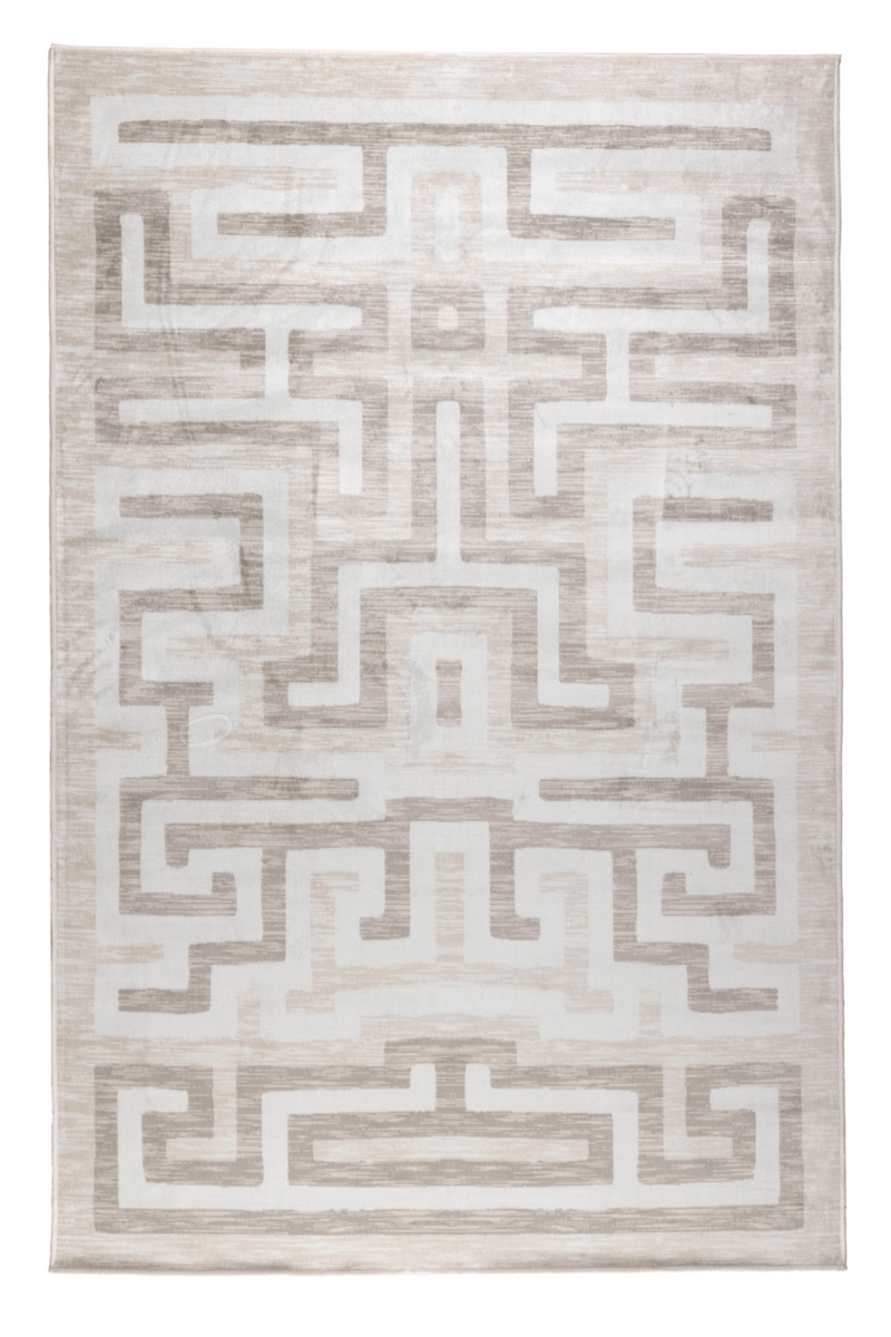 Beige Geometric Patterned Rug | DF Labyrintho | Oroatrade.com