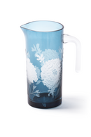 Floral Patterned Blue Glass Pitcher | Pols Potten Peony | Dutchfurniture.com