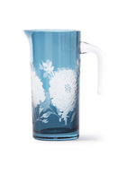 Floral Patterned Blue Glass Pitcher | Pols Potten Peony | Dutchfurniture.com