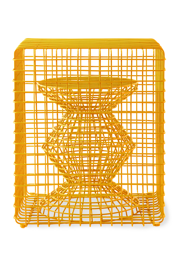 Yellow Metal Wire Stool | Pols Potten Zig Zag | Dutchfurniture.com