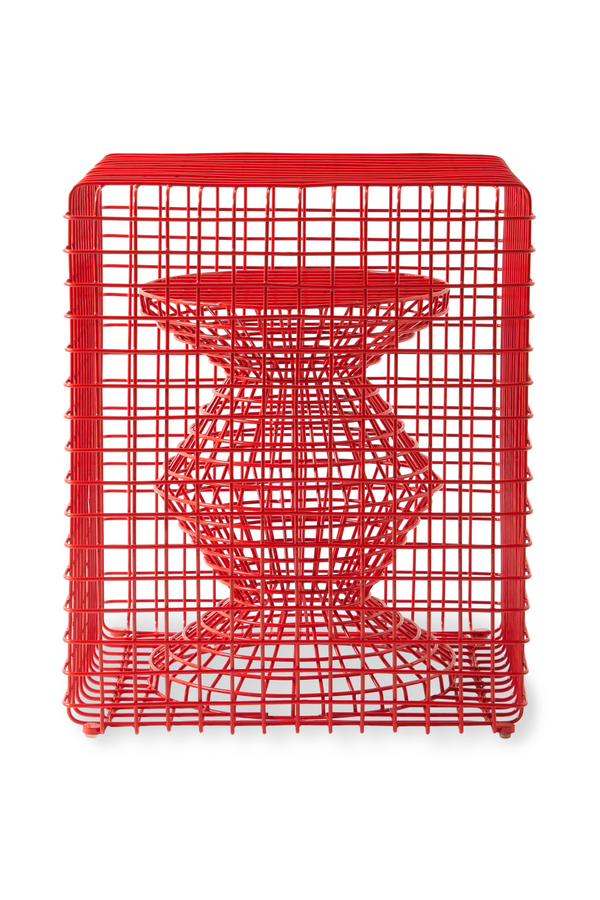 Red Metal Wire Stool | Pols Potten Zig Zag | Dutchfurniture.com
