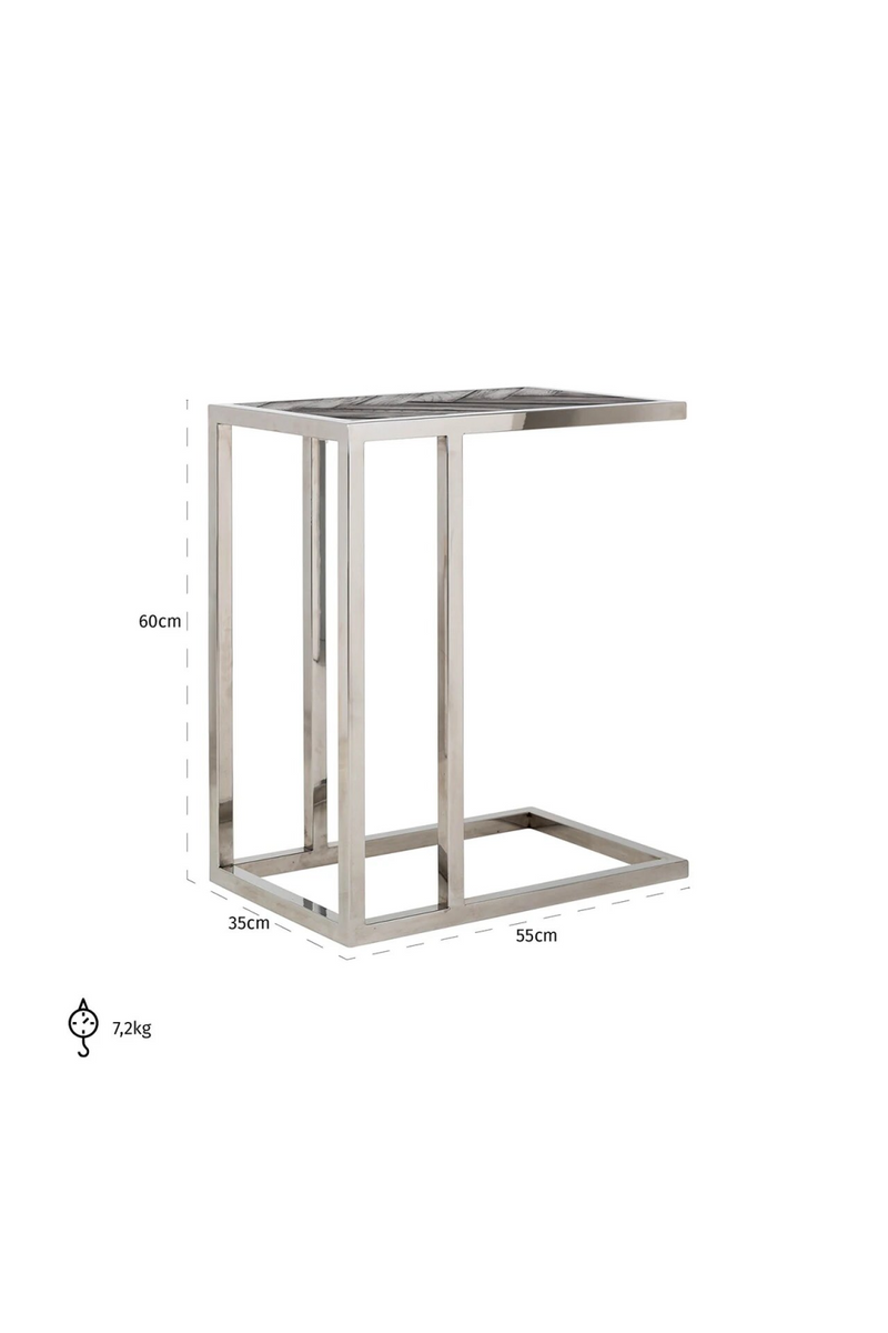 Silver Framed Wooden Side Table | OROA Blackbone | Dutchfurniture.com