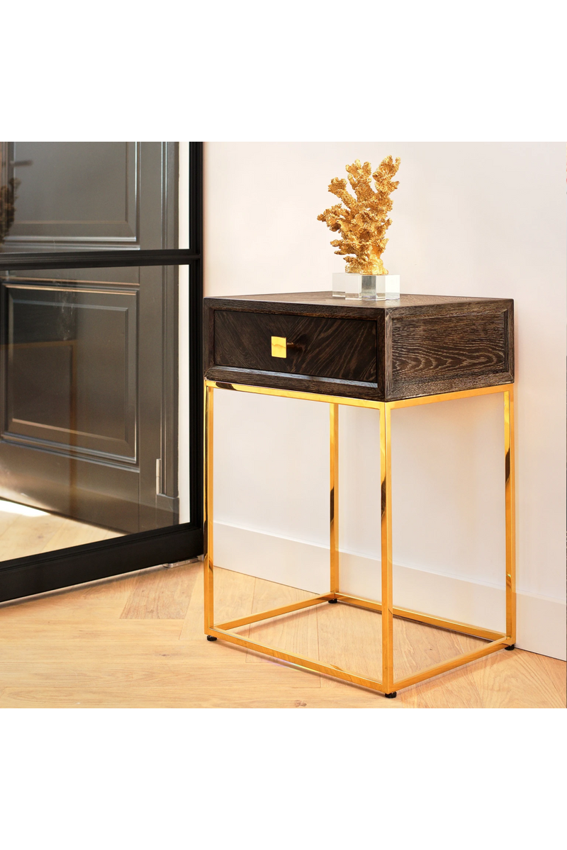 Gold Base One Drawer Bedside Table | OROA Blackbone | Dutchfurniture.com