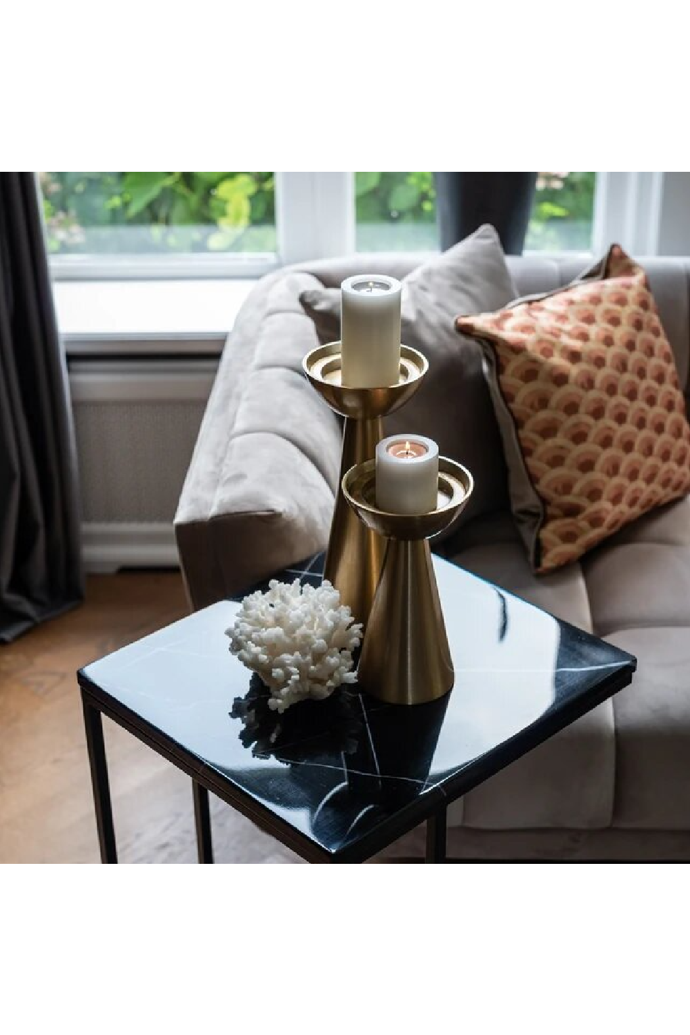 Conical Gold Aluminum Candlestick L | OROA Amaya | Dutchfurniture.com