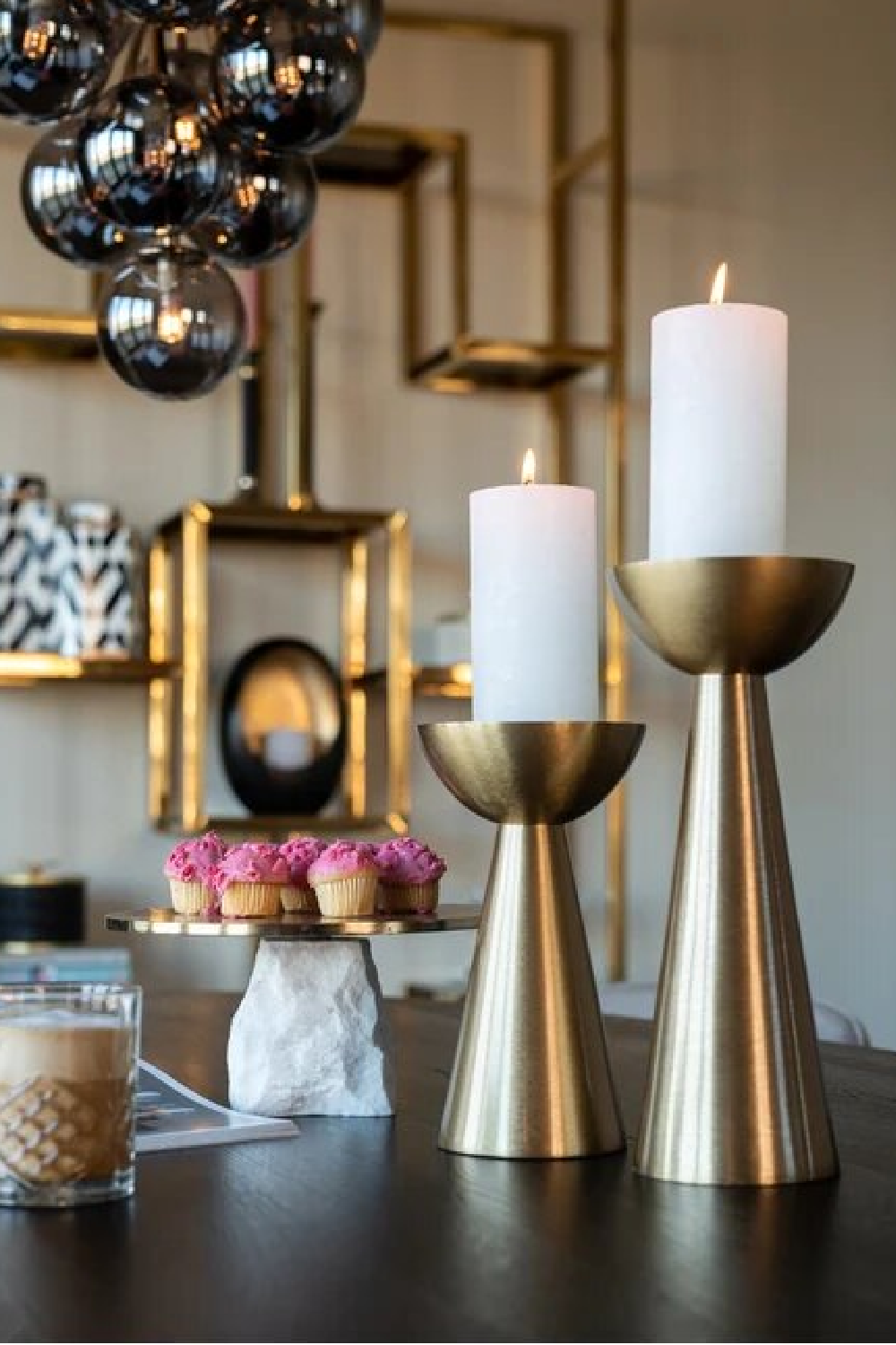 Conical Gold Aluminum Candlestick L | OROA Amaya | Dutchfurniture.com