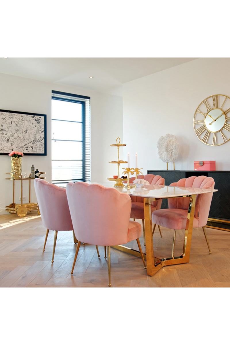 Scalloped Pink Velvet Chair | OROA Pippa | Dutchfurniture.com