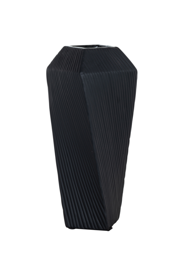 Black Ceramic Geometrical Vase L | OROA Arturo | Dutchfurniture.com