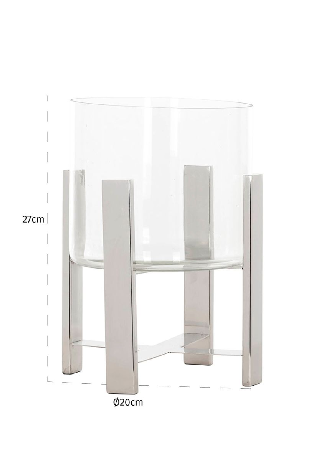 Silver Steel Bars Glass Lantern | OROA Tiko | Dutchfurniture.com