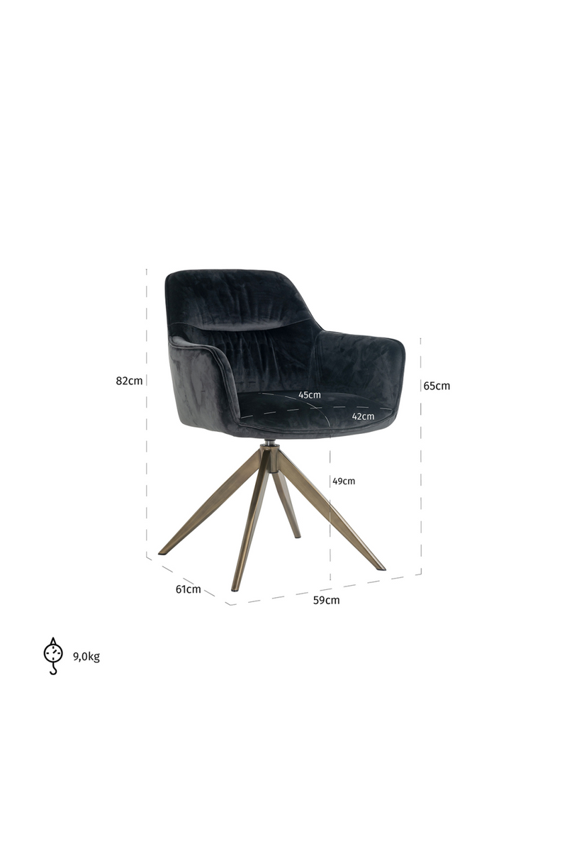 Velvet Quadruped Swivel Chair | OROA Aline | Dutchfurniture.com