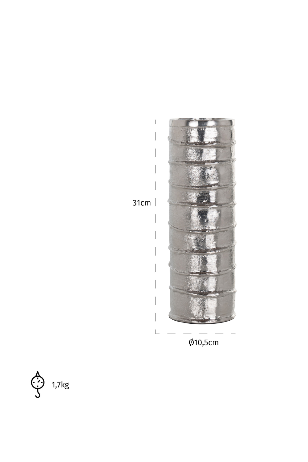 Cylindrical Silver Candle Holder | OROA Linde | Dutchfurniture.com