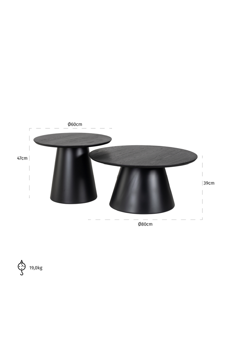 Black Pedestal Coffee Table Set (2) | OROA Jazz | Dutchfurniture.com
