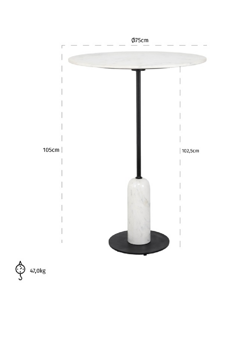 White Marble Pedestal Bar Table | OROA Jagger | Dutchfurniture.com