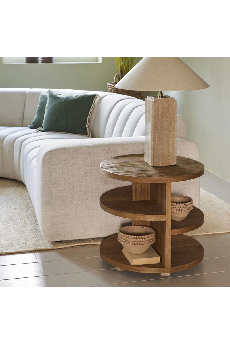 Round Oak Layered Side Table | Rivièra Maison Del Rey | Dutchfurniture.com