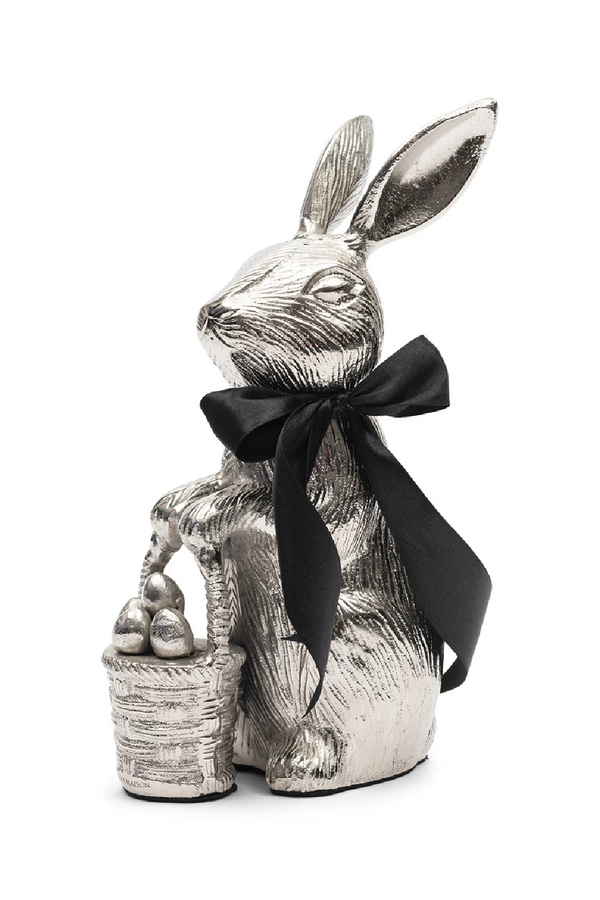 Silver Aluminium Decor | Rivièra Maison Easter Bunny With Egg Basket | Dutchfurniture.com