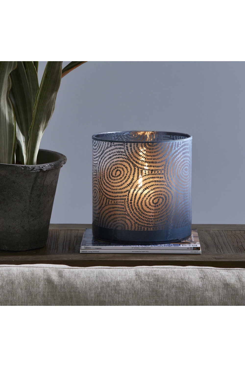 Blue Glass Patterned Lantern L | Rivièra Maison Coco | Dutchfurniture.com