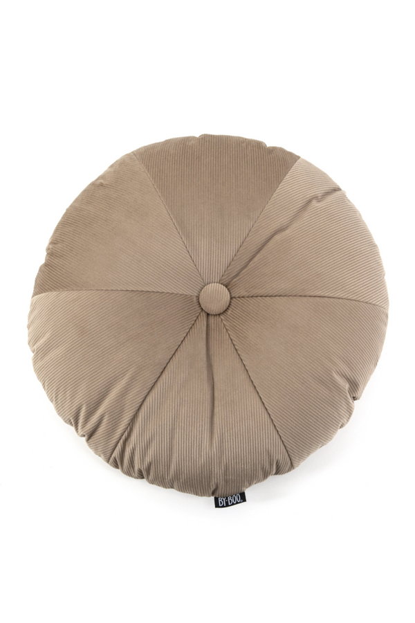 Round Beige Corduroy Throw Pillows (2) | By-Boo Faith | DutchFurniture.com