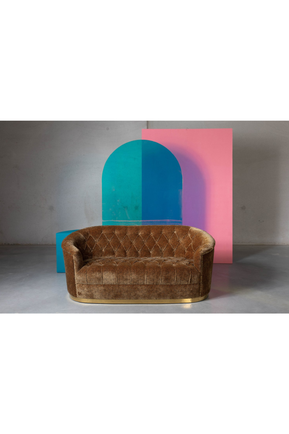 Curved Tufted Brown Velvet Sofa | Bold Monkey Too Pretty To Sit On | DutchFurniture.com