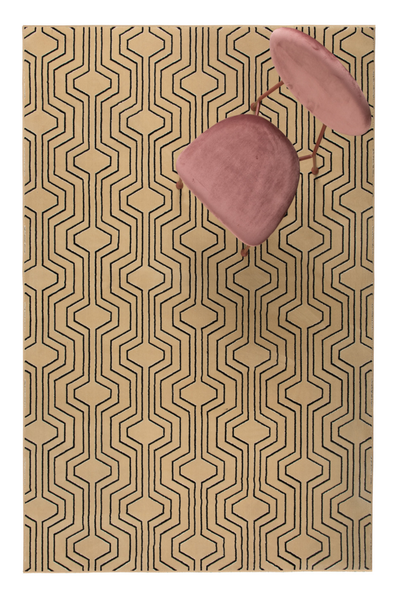 Beige Geometric Area Rug 5' x 7'5" | Bold Monkey Swining Lines | DutchFurniture.com
