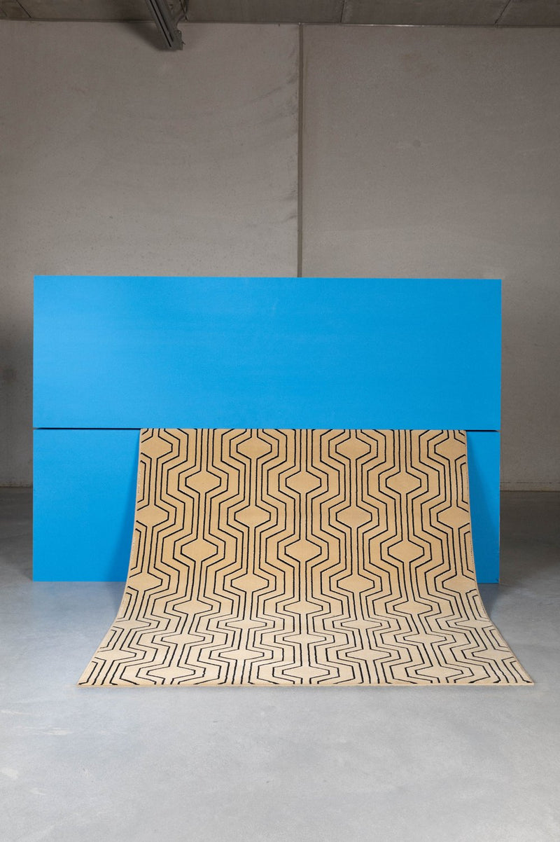 Beige Geometric Area Rug 5' x 7'5" | Bold Monkey Swining Lines | DutchFurniture.com