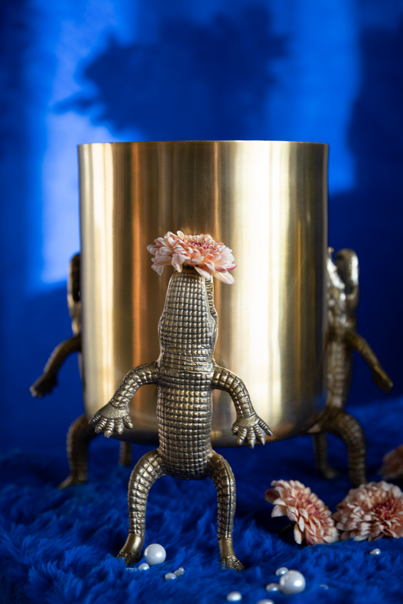 Gold Lacquered Vase | Bold Monkey Surrounded by Crocodiles | Dutchfurniture.com