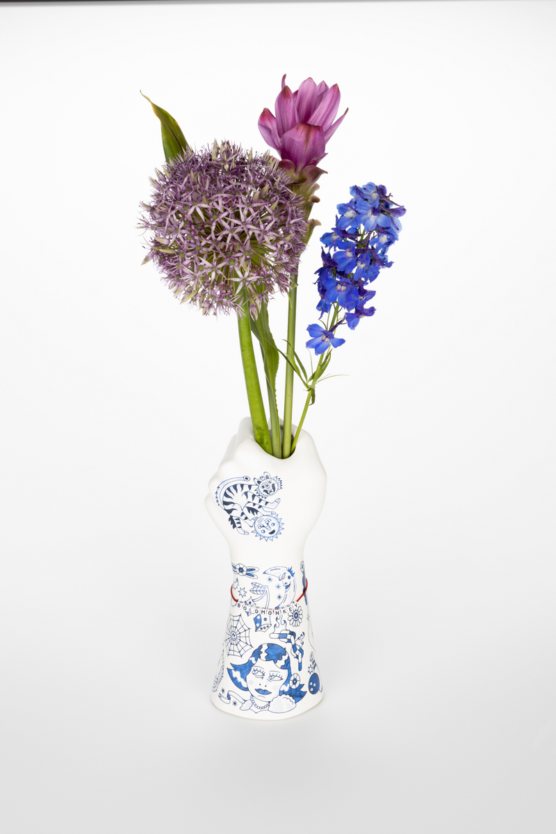 Handpainted Ceramic Fist Vase | Bold Monkey Liberty Matters | Dutchfurniture.com