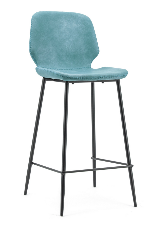 Teal Leather Counter Stools (2) | By Boo Seashell | DutchFurniture.com