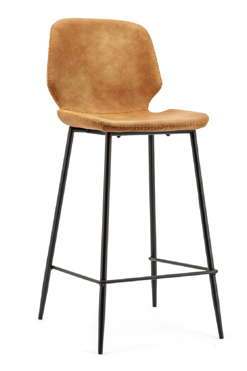 Cognac Leather Counter Stools (2) | By-Boo Seashell | DutchFurniture.com