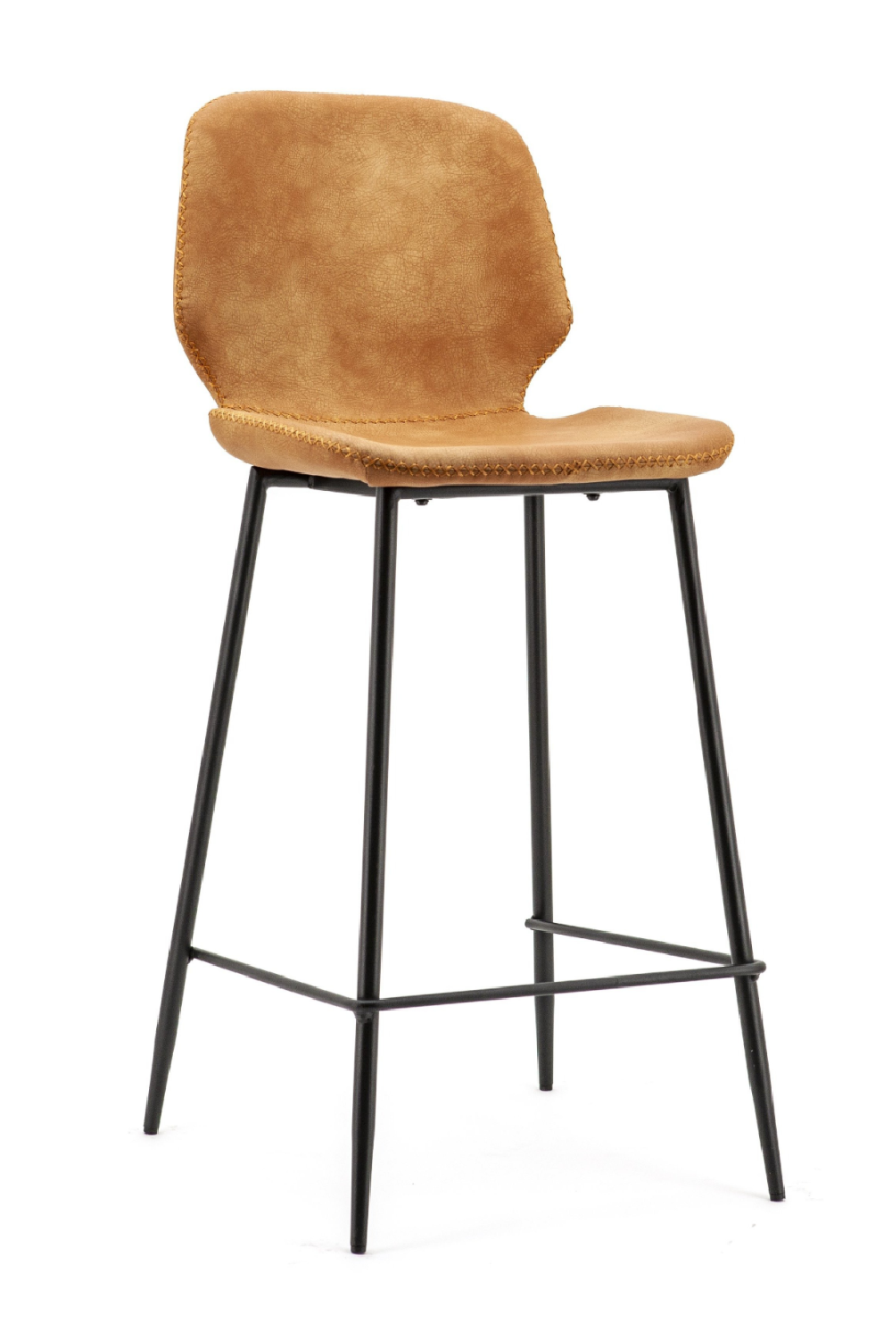 Cognac Leather Barstools (2) | By-Boo Seashell | DutchFurniture.com