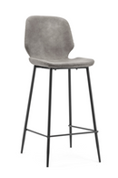 Gray Leather Barstools (2) | By-Boo Seashell | DutchFurniture.com