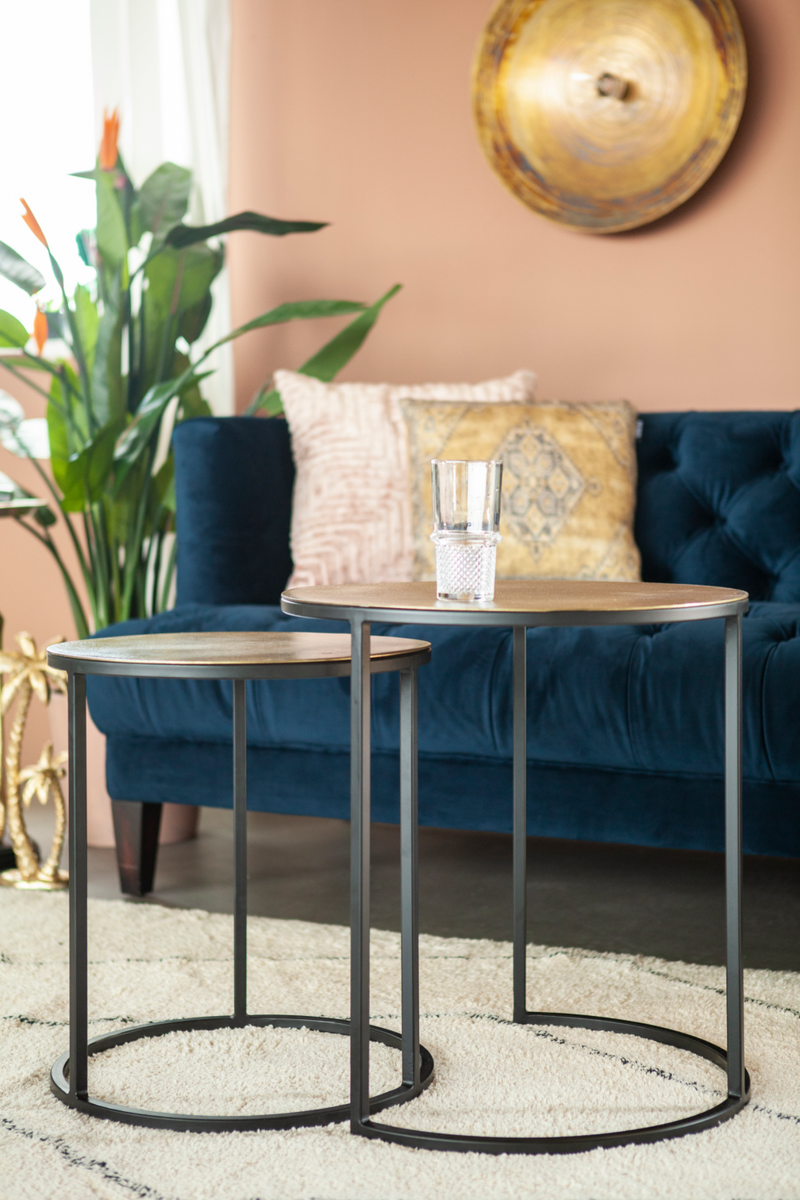Round Brass Nesting Coffee Tables (2) | By-Boo Setto | Dutchfurniture.com