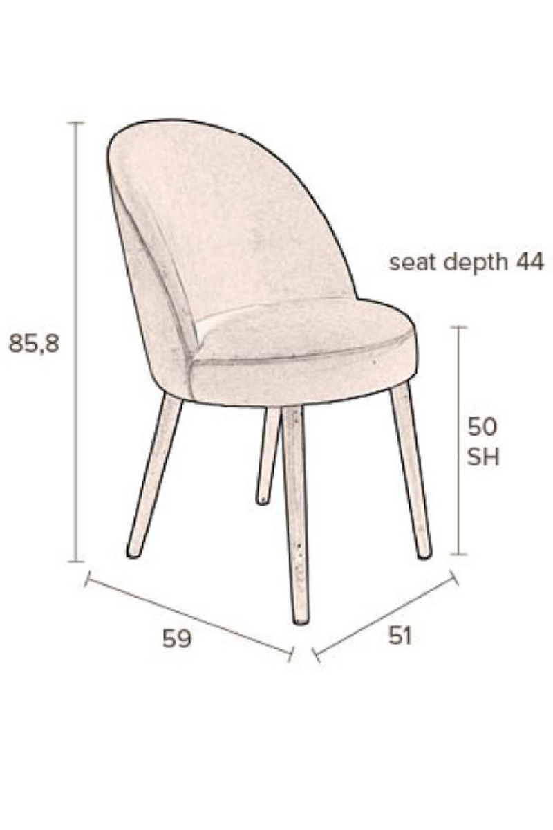 Gray Velvet Dining Chair (2) | Dutchbone Barbara | DutchFurniture.com