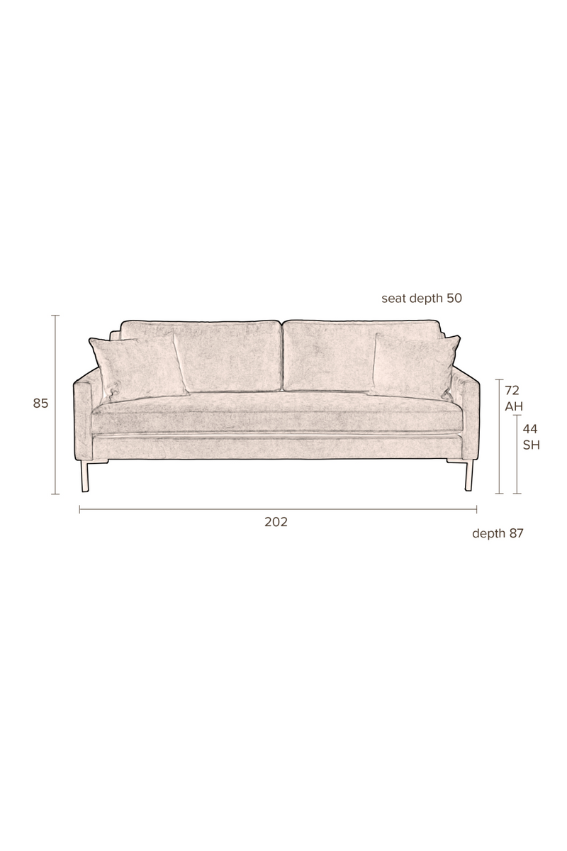 Dark Gray Upholstered 3-Seater Sofa | Dutchbone Houda | DutchFurniture.com