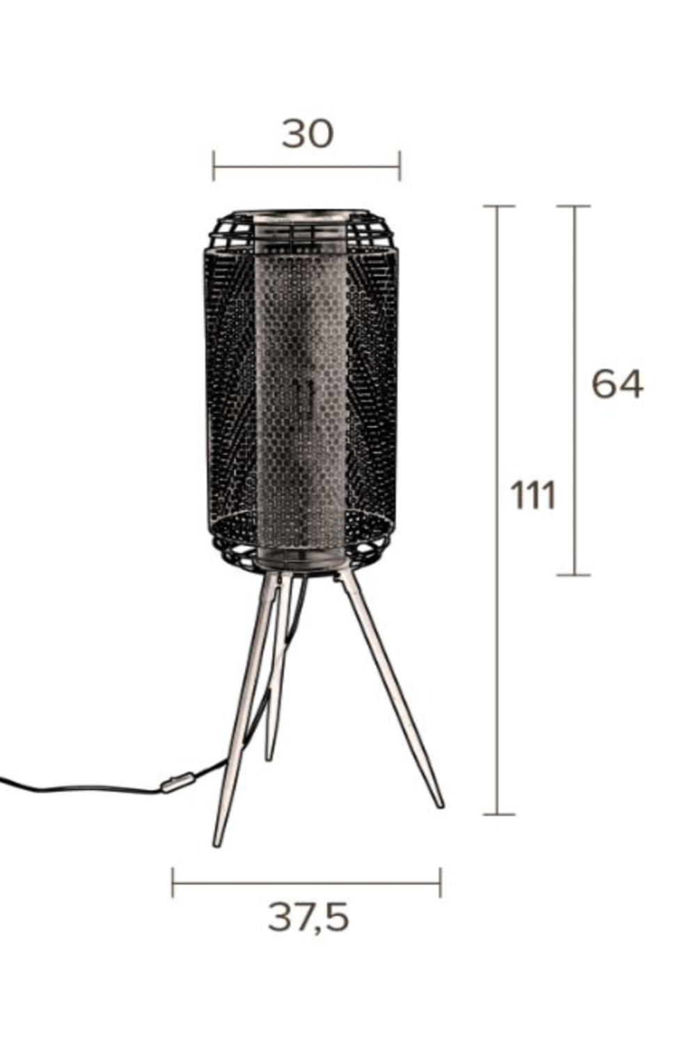 Mesh Tube Tripod Floor Lamp M | Dutchbone Archer | Oroatrade.com