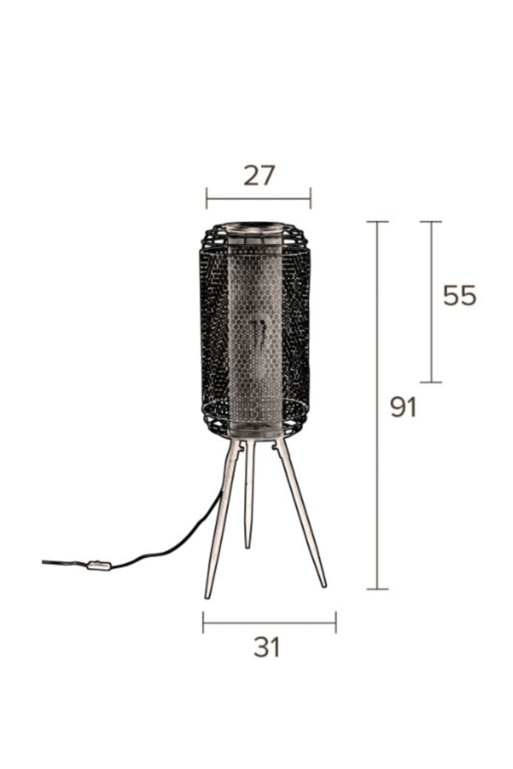 Mesh Tube Tripod Floor Lamp L | Dutchbone Archer | DutchFurniture.com