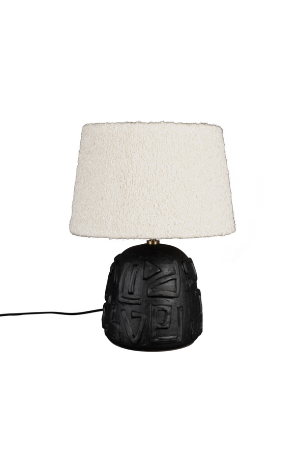 White Bouclé Table Lamp | Dutchbone Renzo | Dutchfurniture.com